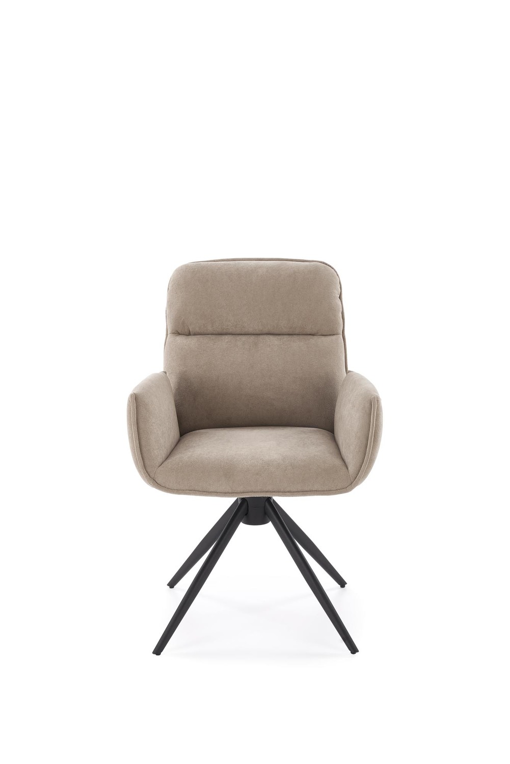 KRZESŁO obrotowe z podłokietnikami na czarnych, metalowych nogach, welurowa tapicerka, nowoczesny styl, beżowe, ekskluzywne