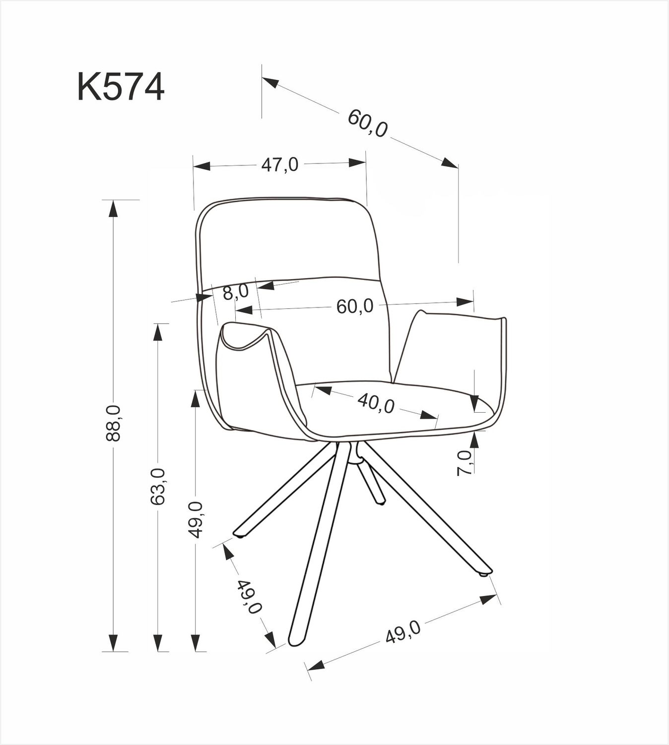 KRZESŁO obrotowe z podłokietnikami na czarnych, metalowych nogach, welurowa tapicerka, nowoczesny styl, beżowe, wymiary