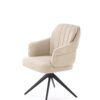 KRZESŁO obrotowe z podłokietnikami, na czarnych nogach ze stali nierdzewnej, przyjemna w dotyku tapicerka, nowoczesne - beżowe