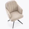 KRZESŁO obrotowe z podłokietnikami, na czarnych nogach ze stali nierdzewnej, przyjemna w dotyku tapicerka, nowoczesne - beżowe, eleganckie