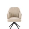 KRZESŁO obrotowe z podłokietnikami, na czarnych nogach ze stali nierdzewnej, przyjemna w dotyku tapicerka, nowoczesne - beżowe, piękne