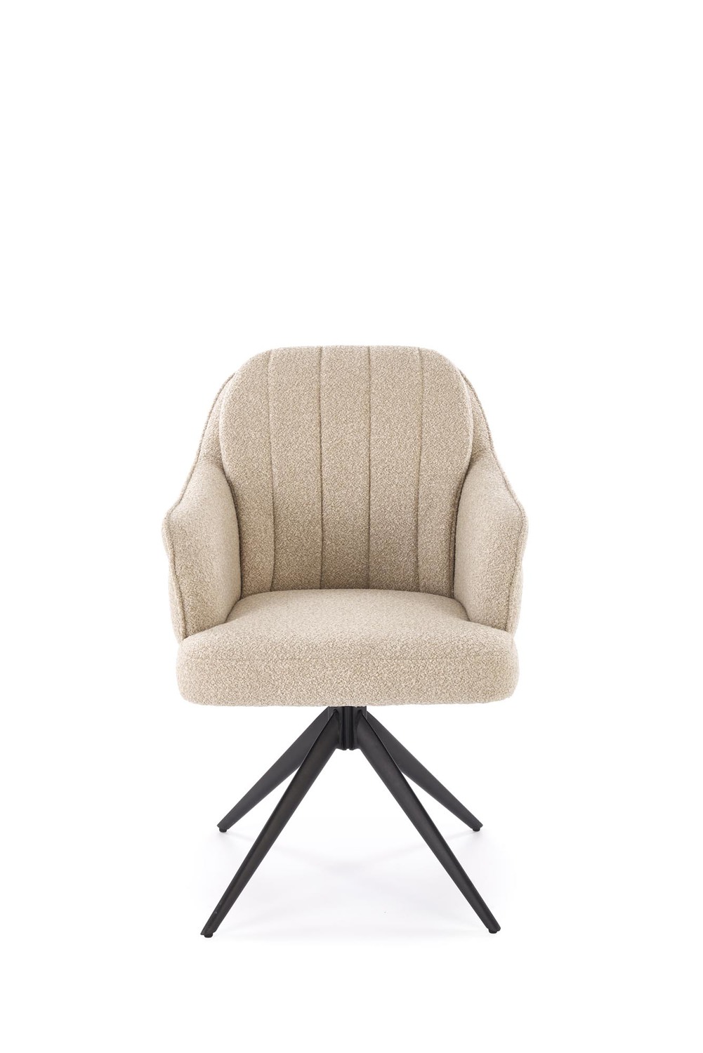 KRZESŁO obrotowe z podłokietnikami, na czarnych nogach ze stali nierdzewnej, przyjemna w dotyku tapicerka, nowoczesne - beżowe, piękne