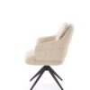 KRZESŁO obrotowe z podłokietnikami, na czarnych nogach ze stali nierdzewnej, przyjemna w dotyku tapicerka, nowoczesne - beżowe, wyjątkowe