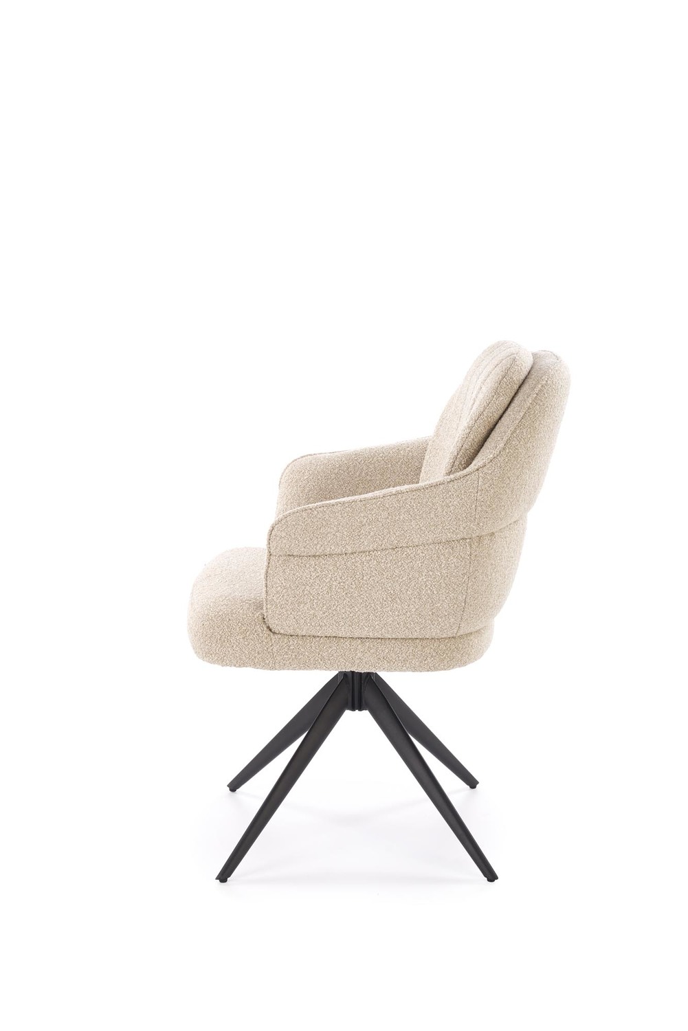 KRZESŁO obrotowe z podłokietnikami, na czarnych nogach ze stali nierdzewnej, przyjemna w dotyku tapicerka, nowoczesne - beżowe, wyjątkowe