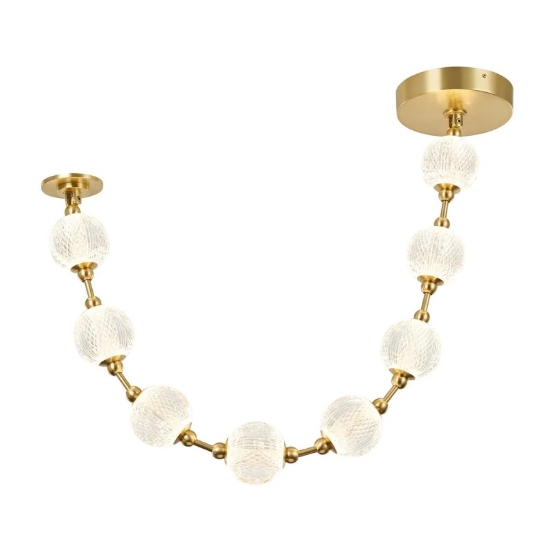 LAMPA WISZĄCA Marni z 8 źródłami światła w kloszach z fasowanego akrylu, metalowa konstrukcja w kolorze naturalnego mosiądzu