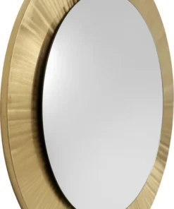 LUSTRO ŚCIENNE Lunette w złotej, okrągłej ramie o pofalowanej strukturze, nowoczesny styl, piękne