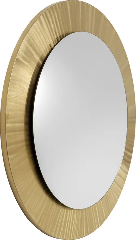 LUSTRO ŚCIENNE Lunette w złotej, okrągłej ramie o pofalowanej strukturze, nowoczesny styl, piękne