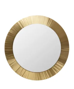 LUSTRO ŚCIENNE Lunette w złotej, okrągłej ramie o pofalowanej strukturze, nowoczesny styl