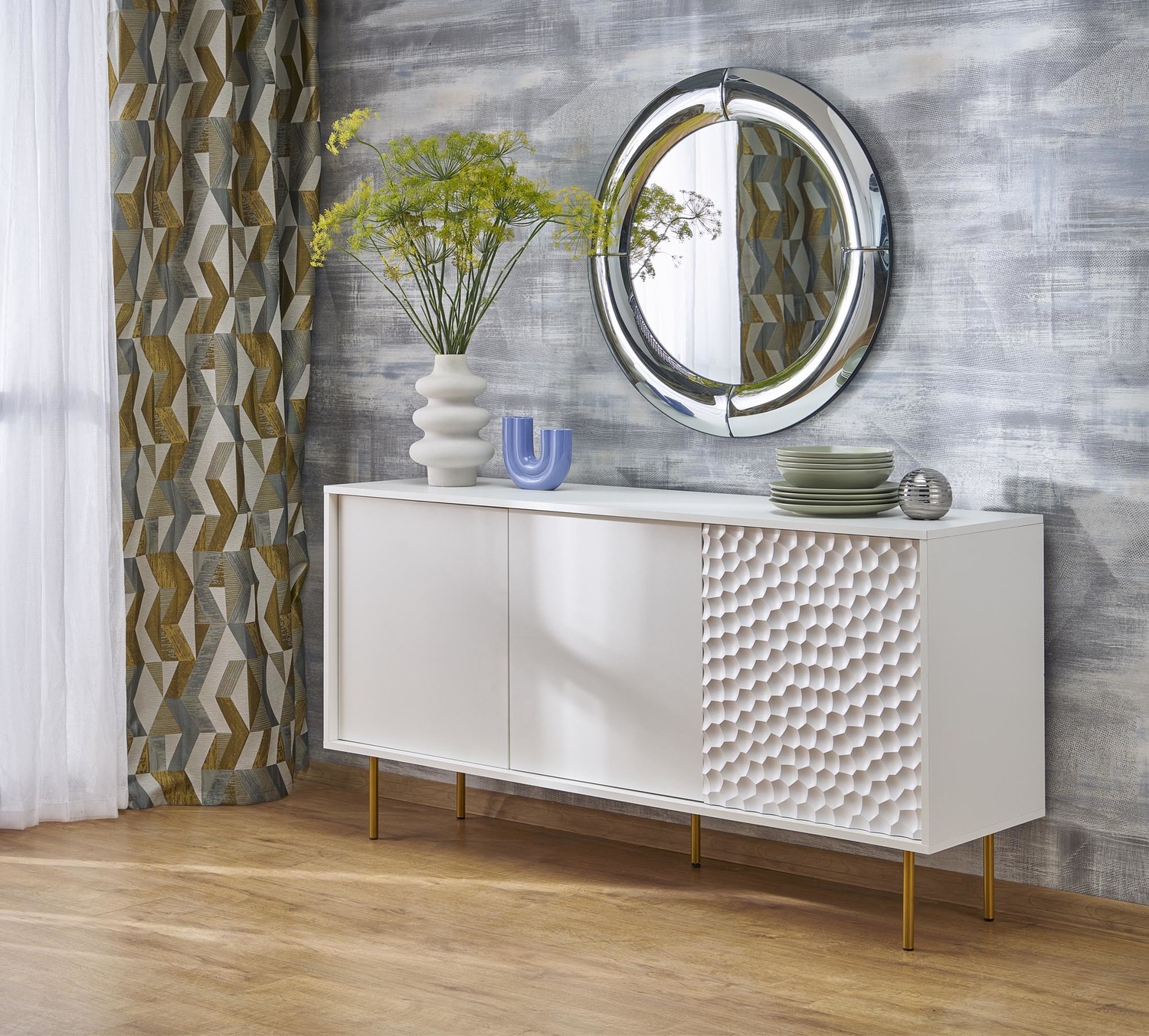 LUSTRO ŚCIENNE Moon okrągłe, srebrna rama o obłych kształtach kształtach, nowoczesny styl, wyjątkowe LUSTRO ŚCIENNE Moon okrągłe, srebrna rama o obłych kształtach kształtach, nowoczesny styl, wyjątkowe