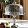 PATERA srebrna z osłonką z młotkowanego szkła, metalowa podstawa oraz uchwyt, klasyczny styl