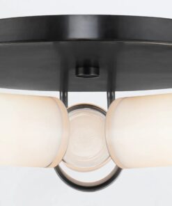 PLAFON Wynwood z 3 źródłami światła, metalowa oprawa w kolorze miejskiego brązu, mleczne, szklane klosze, piękny