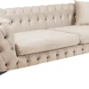 SOFA 3-osobowa welurowa tapicerka w kolorze taupe, czarne stalowe nogi, eleganckie pikowania, klasyczny styl, premium SOFA 3-osobowa welurowa tapicerka w kolorze taupe, czarne stalowe nogi, eleganckie pikowania, klasyczny styl, premium