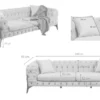 SOFA 3-osobowa welurowa tapicerka w kolorze taupe, czarne stalowe nogi, eleganckie pikowania, klasyczny styl, wymiary SOFA 3-osobowa welurowa tapicerka w kolorze taupe, czarne stalowe nogi, eleganckie pikowania, klasyczny styl, wymiary