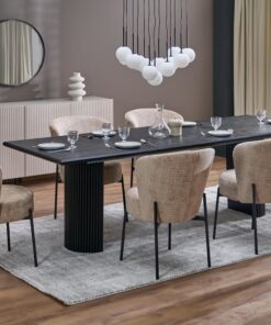 STÓŁ JADALNIANY Bolero prostokątny, rozkładany blat z MDF-u na dwóch półkolistych, ryflowanych nogach, nowoczesny minimalizm