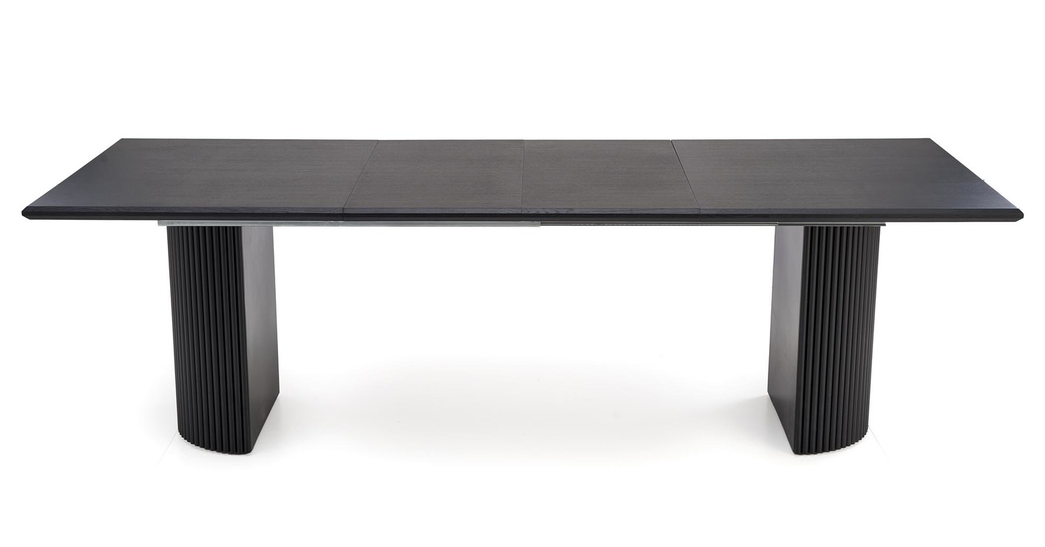 STÓŁ JADALNIANY Bolero prostokątny, rozkładany blat z MDF-u na dwóch półkolistych, ryflowanych nogach, nowoczesny minimalizm, najwyższa jakość