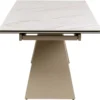 STÓŁ JADALNIANY Nelly Greige rozkładany, szaro-beżowy nogi, blat szklany imitujący marmur, nowoczesny styl, piękny STÓŁ JADALNIANY Nelly Greige rozkładany, szaro-beżowy nogi, blat szklany imitujący marmur, nowoczesny styl, piękny