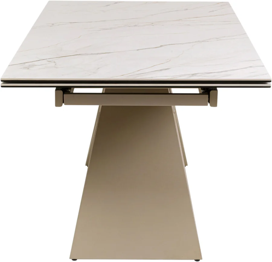 STÓŁ JADALNIANY Nelly Greige rozkładany, szaro-beżowy nogi, blat szklany imitujący marmur, nowoczesny styl, piękny STÓŁ JADALNIANY Nelly Greige rozkładany, szaro-beżowy nogi, blat szklany imitujący marmur, nowoczesny styl, piękny
