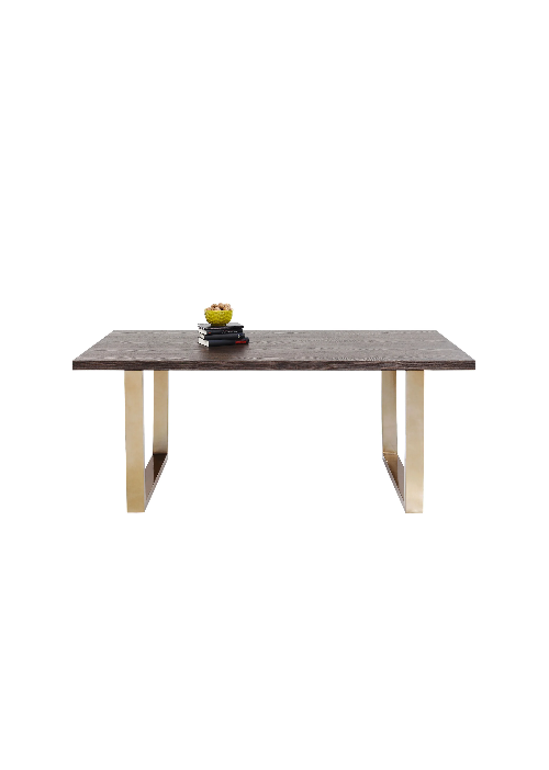 STÓŁ JADALNIANY Osaka prostokątny, metalowe nogi w mosiężnym kolorze, blat w kolorze orzechowym STÓŁ JADALNIANY Osaka prostokątny, metalowe nogi w mosiężnym kolorze, blat w kolorze orzechowym