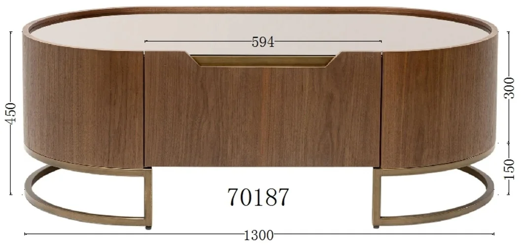 STOLIK KAWOWY Giorgio o zaokrąglonych bokach, jedna szuflada, brązowy kolor, szklany blat, nowoczesny styl, wymiary STOLIK KAWOWY Giorgio o zaokrąglonych bokach, jedna szuflada, brązowy kolor, szklany blat, nowoczesny styl, wymiary