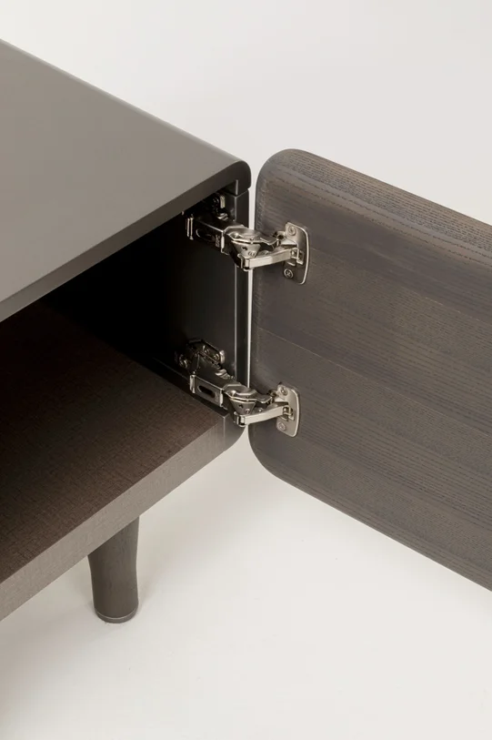 SZAFKA RTV Divine z czterema szafkami do przechowywania, ciemno brązowa kolorystyka, nowoczesny styl, najwyższa jakość