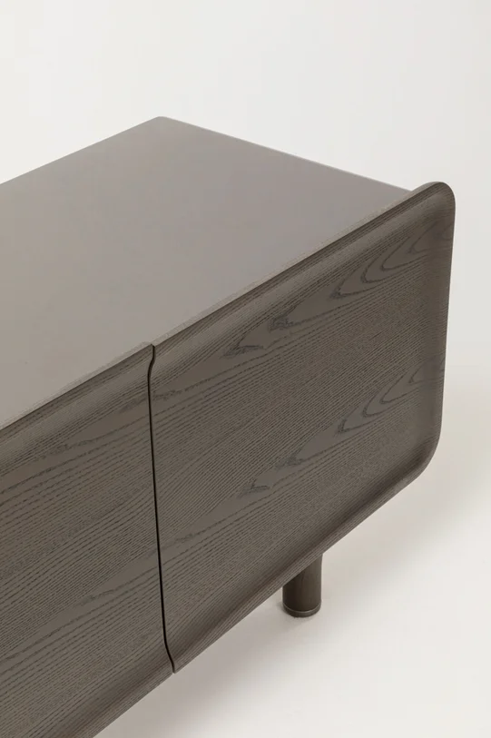 SZAFKA RTV Divine z czterema szafkami do przechowywania, ciemno brązowa kolorystyka, nowoczesny styl, wyjątkowa