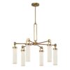 ŻYRANDOL Wynwood z 6 źródłami światła, metalowa oprawa w kolorze vintage mosiądzu, mleczne, szklane klosze