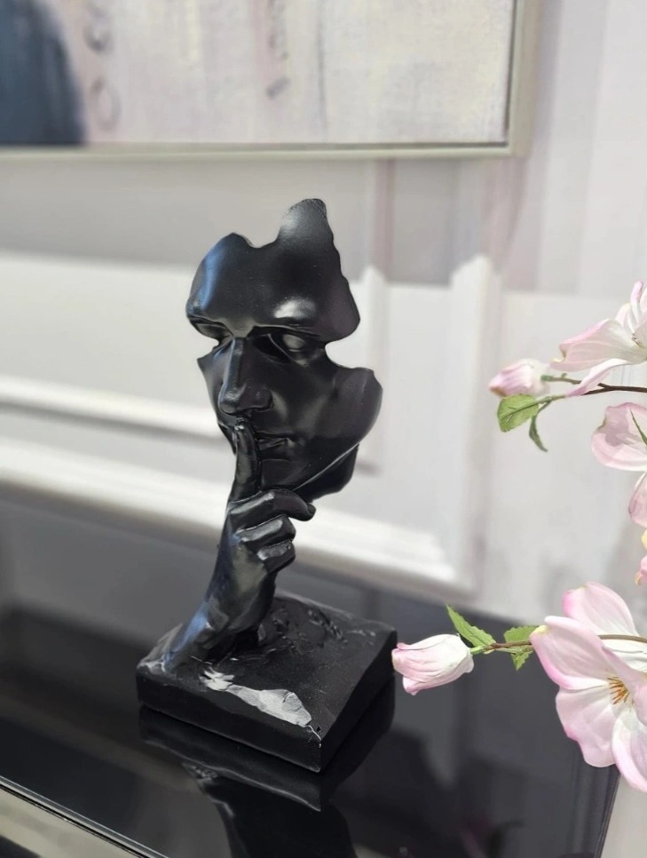 FIGURKA DEKORACYJNA Quiet Face czarna, forma twarzy, nowoczesny styl