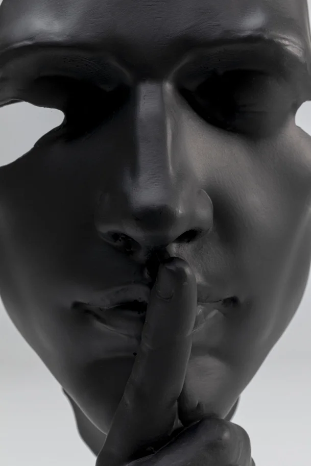 FIGURKA DEKORACYJNA Quiet Face czarna, forma twarzy, nowoczesny styl, detale