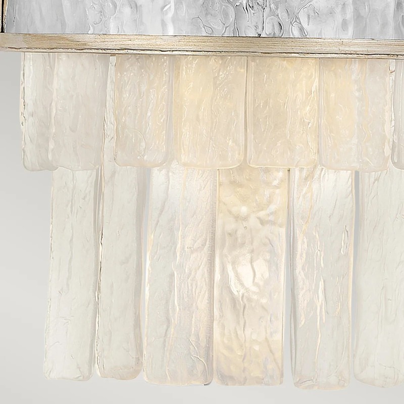 KINKIET Reverie z 2 źródłami światła, jasnoszary, strukturalny pas, dekoracyjne kryształki, wykończenie w szampańskim złocie, ekskluzywny