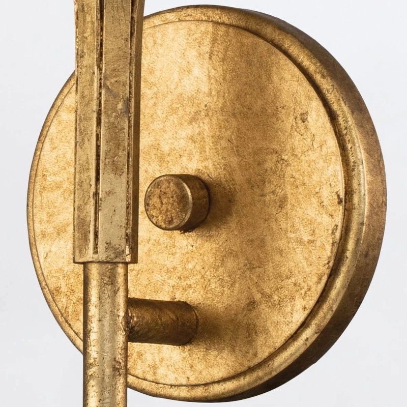 KINKIET Sawgrass z 1 źródłem światła, wykończony w luksusowym, płatkowanym złocie, mleczny klosz, klasyczna forma, piękny