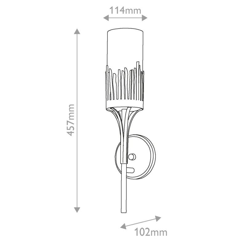 KINKIET Sawgrass z 1 źródłem światła, wykończony w luksusowym, płatkowanym złocie, mleczny klosz, klasyczna forma, wymiary