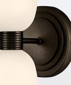 KINKIET Tallulah z 2 źródłami światła, czarny, klosze z białego szkła, styl art deco, piękny