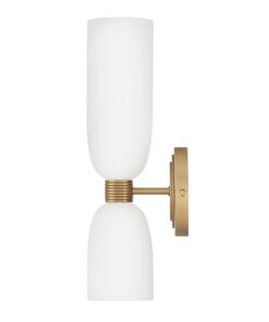 KINKIET Tallulah z 2 źródłami światła, mosiężny, klosze z białego szkła, styl art deco, piękny