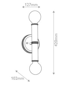 KINKIET Torche z 2 źródłami światła, metalowa oprawa w kolorze szampańskiego brązu, delikatne, ryflowane detale, wymiary