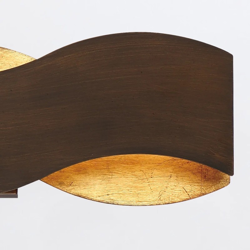 KINKIET Vaughan o delikatnie falującym kształcie, brązowo-złoty, nowoczesny styl, premium