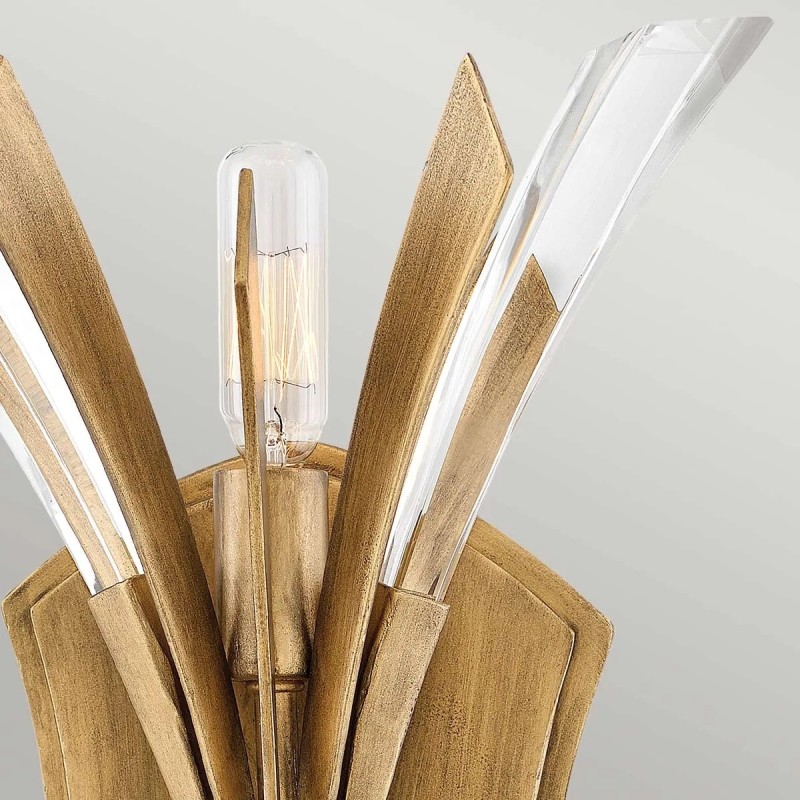 KINKIET Vida z 2 źródłami światła, metalowo-kryształowa oprawa, wykończenie w oksydowanym złocie, klasyczny design, piękny