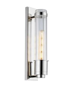 KINKIET Wellington podłużny z chromowaną ramą, szklany, prążkowany abażur, vintage styl