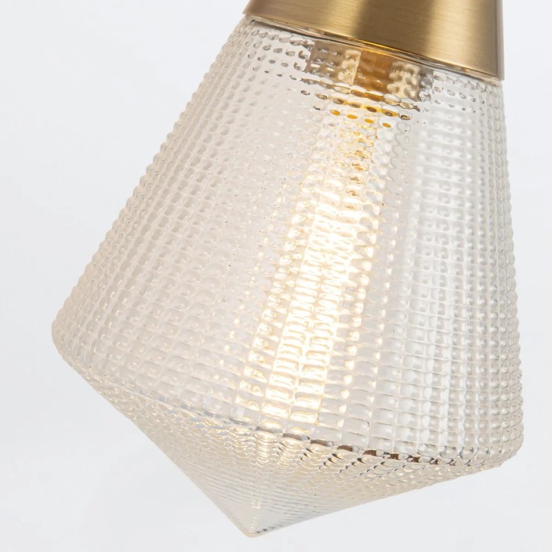 KINKIET Willard z 1 źródłem światła, metalowa oprawa, szklany klosz w formie stożka, klasyczny styl, mosiężny, piękny