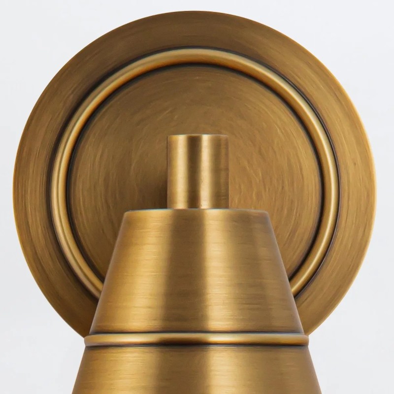 KINKIET Willard z 1 źródłem światła, metalowa oprawa, szklany klosz w formie stożka, klasyczny styl, mosiężny, wyjątkowy