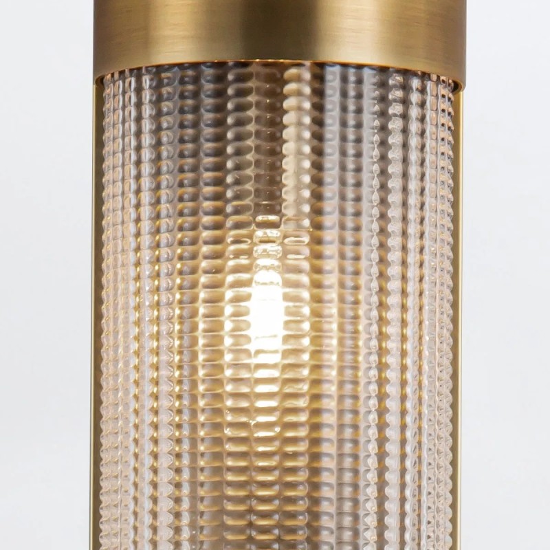 KINKIET Willard z 2 źródłami światła, metalowa oprawa, szklany, podłużny klosz w formie walca, klasyczny styl, mosiężny, ekskluzywny