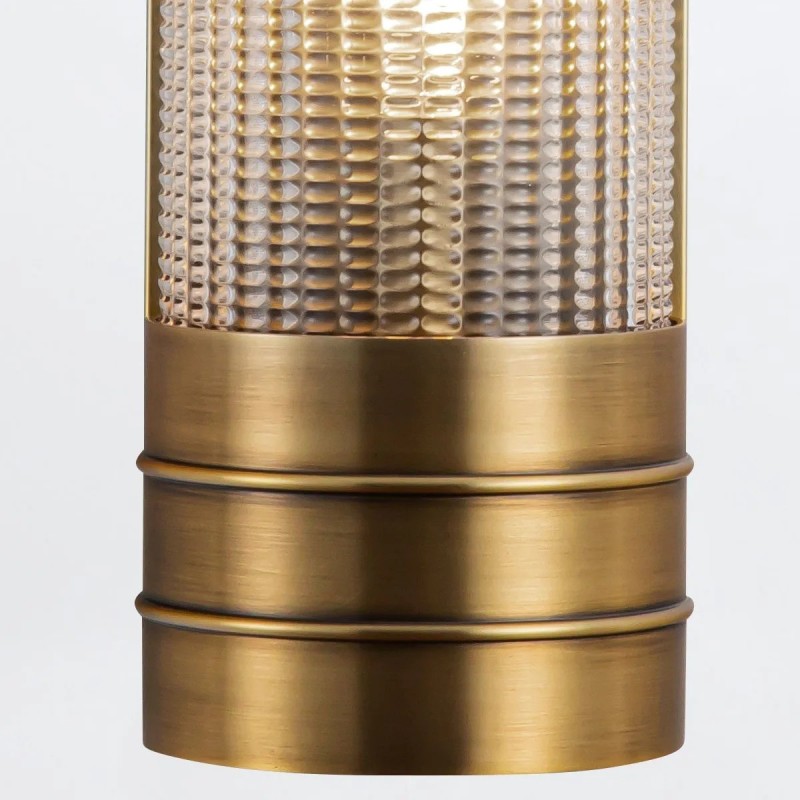 KINKIET Willard z 2 źródłami światła, metalowa oprawa, szklany, podłużny klosz w formie walca, klasyczny styl, mosiężny, wyjątkowy