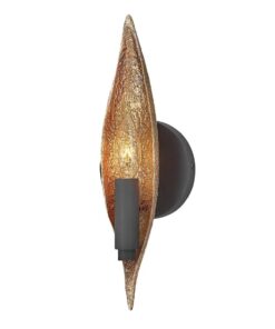 KINKIET Willow z czarną matową oprawą, złoty liść otulający źródło światła, nowoczesny styl