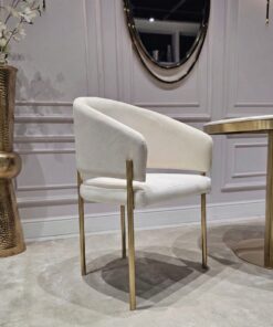 KRZESŁO na metalowych nogach w kolorze szczotkowanego złota, welurowa tkanina w różnych kolorach, nowoczesny styl