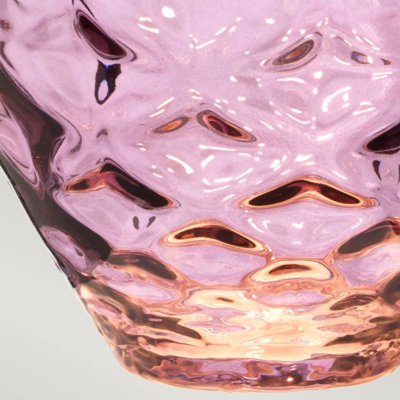 LAMPA STOŁOWA Samara, szklana podstawa w fioletowym wydaniu, materiałowy abażur, metalowy detal w kolorze polerowanego niklu, nowoczesny styl, wyjątkowa LAMPA STOŁOWA Samara, szklana podstawa w fioletowym wydaniu, materiałowy abażur, metalowy detal w kolorze polerowanego niklu, nowoczesny styl, wyjątkowa