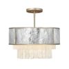 LAMPA WISZĄCA Reverie z 4 źródłami światła, jasnoszary, strukturalny pas, dekoracyjne kryształki, wykończenie w szampańskim złocie, premium