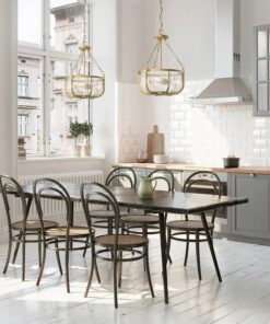 LAMPA WISZĄCA Roux z metalową oprawą w mosiężnym wydaniu, klosz z żebrowanego szkła, klasyczny styl, do jadalni