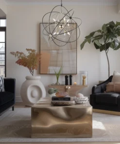 LAMPA WISZĄCA Roxbury z 8 źródłami światła, metalowa oprawa, czarno-złota, nowoczesny styl, piękna