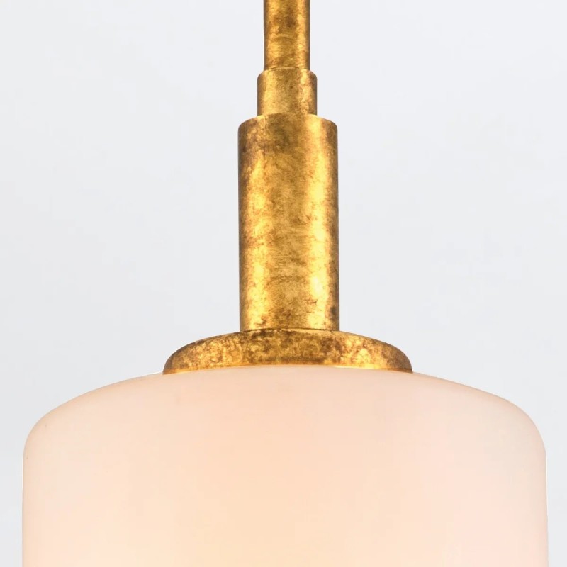 LAMPA WISZĄCA Sawgrass 1 źródło światła, wykończona w luksusowym, płatkowanym złocie, mleczny klosz, klasyczna forma, ekskluzywna