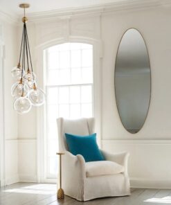 LAMPA WISZĄCA Skye z jednym źródłem światła, szklany kulisty klosz z metalowym, mosiężnym akcentem, nowoczesny styl, do salonnu