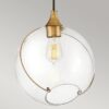 LAMPA WISZĄCA Skye z jednym źródłem światła, szklany kulisty klosz z metalowym, mosiężnym akcentem, nowoczesny styl, wyjątkowa
